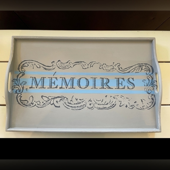 Vintage French-Themed Wooden Breakfast Tray - Picture 1 of 7